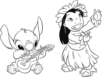 A coloring page of lilo and stitch